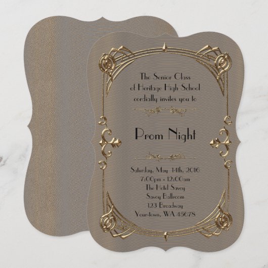 Prom Night Empire-stijl, gesmolten goud, grijs 2 Kaart (Voorkant / Achterkant)