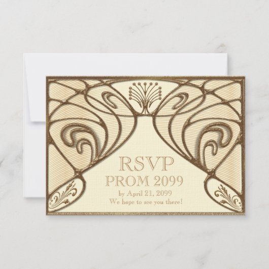 PROM RSVP, Great Gatsby, goud op ivoor Kaart (Voorkant)