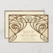 PROM RSVP, Great Gatsby, goud op ivoor Kaart (Voorkant / Achterkant)