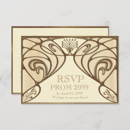 PROM RSVP, Great Gatsby, goud op ivoor Kaart (Voorkant / Achterkant)