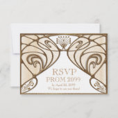 PROM RSVP, Great Gatsby, goud op wit RSVP Kaartje (Voorkant)