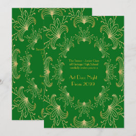 Prom Senior, Art Deco, Flowers Stylized, emerald Kaart