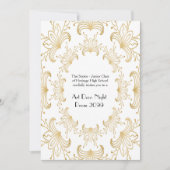 Prom Senior, Art Deco, Flowers Stylized, white gol Kaart (Voorkant)