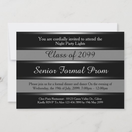 Prom senior formal class 2099, black Silver, trend Kaart (Voorkant)