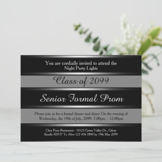 Prom senior formal class 2099, black Silver, trend Kaart (Staand voorkant)