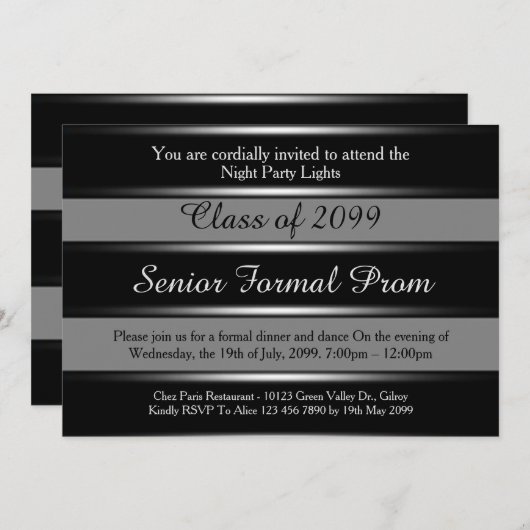 Prom senior formal class 2099, black Silver, trend Kaart (Voorkant / Achterkant)