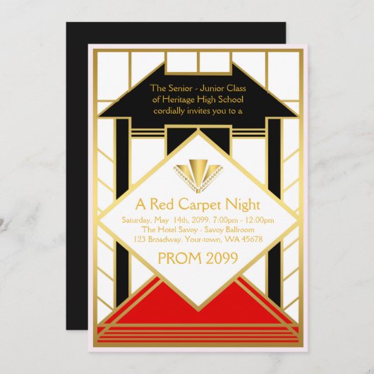 Prom Senior, Gatsby-stijl, rood tapijt gestileerd Kaart (Voorkant / Achterkant)