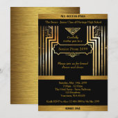 Prom senior, Gatsby-stijl, zwart & goud, back gold Kaart (Voorkant / Achterkant)