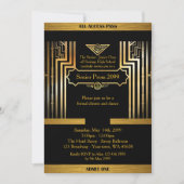 Prom senior, Gatsby-stijl, zwart & goud, monogram Kaart (Voorkant)