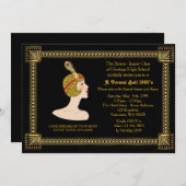 Prom senior, Gatsby-stijl, zwart & goud, monogram Kaart (Voorkant / Achterkant)