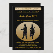 Prom senior, Gatsby-stijl, zwart & goud, tekst ter Kaart (Voorkant / Achterkant)