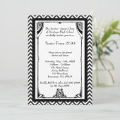 Prom senior, Gatsby-stijl, zwart-wit, lijst Kaart (Staand voorkant)