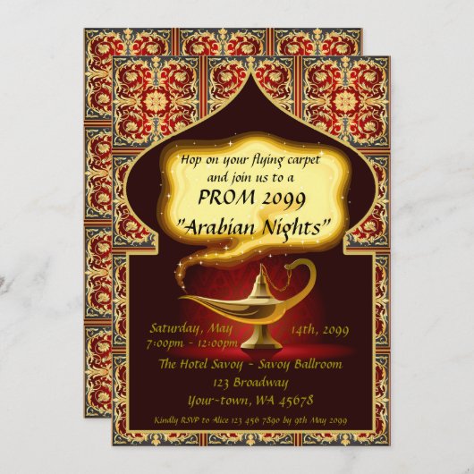 Prom Senior-Junior, Arabisch, rood en goud Kaart (Voorkant / Achterkant)