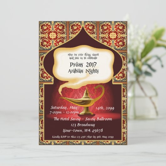 Prom Senior-Junior, Arabisch, rood & goud_Julieth  Kaart (Staand voorkant)