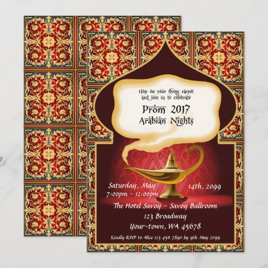 Prom Senior-Junior, Arabisch, rood & goud_Julieth  Kaart (Voorkant / Achterkant)