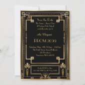 Prom Senior-Junior, Black Gold Geometric, Art Deco Kaart (Voorkant)