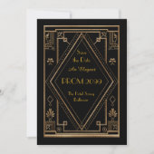 Prom Senior-Junior, Black Gold Geometric, Art Deco Kaart (Voorkant)