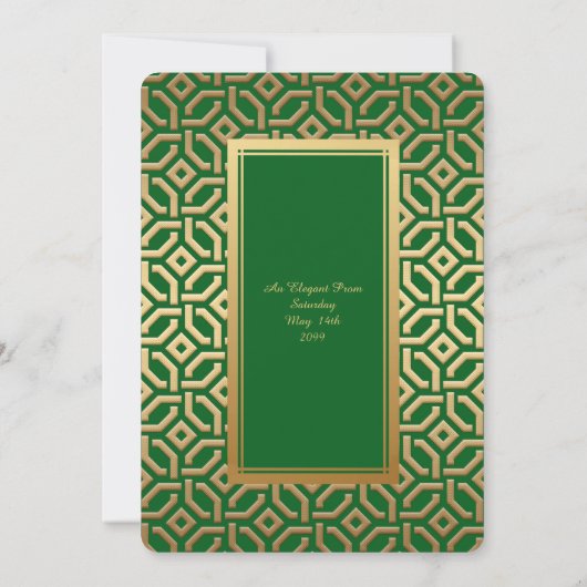 Prom Senior-Junior, Black Gold Geometric Emerald Kaart (Achterkant)