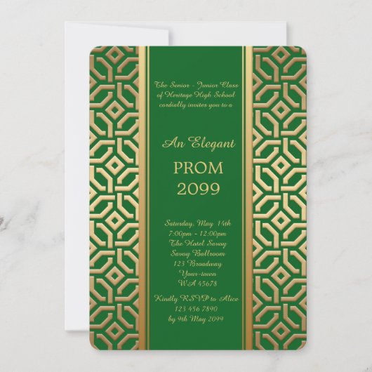 Prom Senior-Junior, Black Gold Geometric Emerald Kaart (Voorkant)