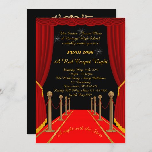 Prom Senior-Junior, Gatsby-stijl, Red Carpet Night Kaart (Voorkant / Achterkant)