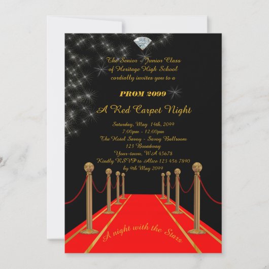 Prom Senior-Junior, Gatsby-stijl, Red Carpet Night Kaart (Voorkant)