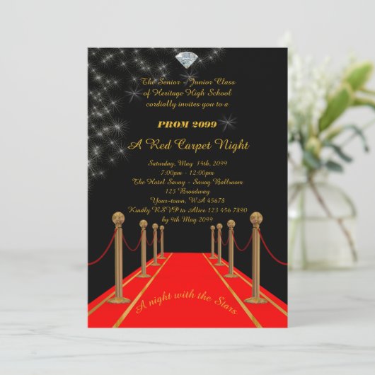 Prom Senior-Junior, Gatsby-stijl, Red Carpet Night Kaart (Staand voorkant)