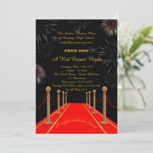 Prom Senior-Junior, Gatsby-stijl, Red Carpet Night Kaart (Staand voorkant)