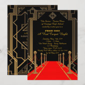 Prom Senior-Junior, Gatsby-stijl, Red Carpet Night Kaart (Voorkant / Achterkant)