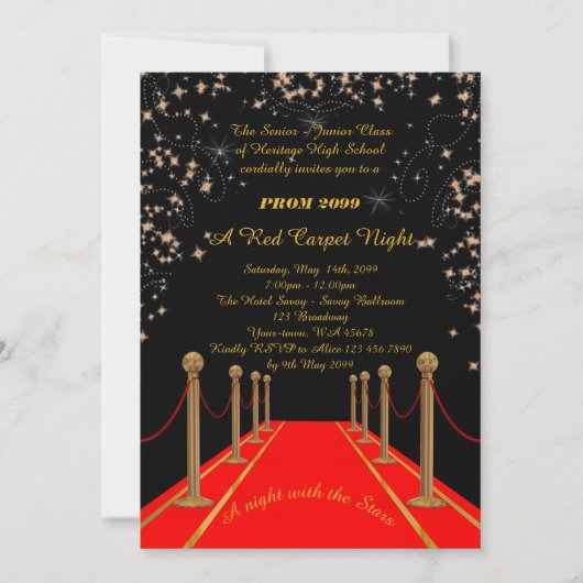 Prom Senior-Junior, Gatsby-stijl, Red Carpet Night Kaart (Voorkant)