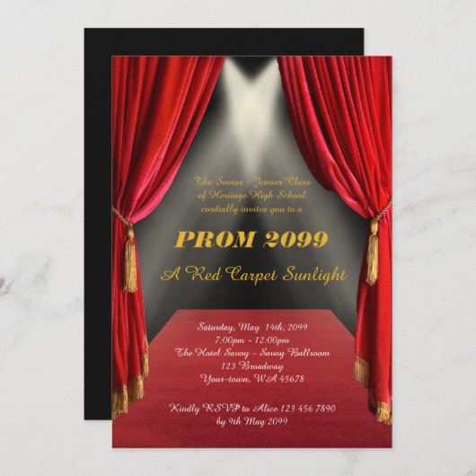 Prom Senior-Junior, Gatsby-stijl, Red Carpet Night Kaart (Voorkant / Achterkant)