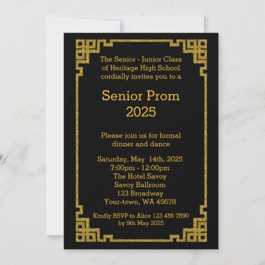 Prom Senior-Junior, Gatsby style, 1920s zwart goud Kaart (Voorkant)