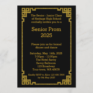 Prom Senior-Junior, Gatsby style, 1920s zwart goud Kaart