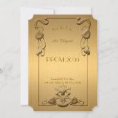 Prom Senior-Junior, Gold x Gold Geometric, Art Dec Kaart (Voorkant)