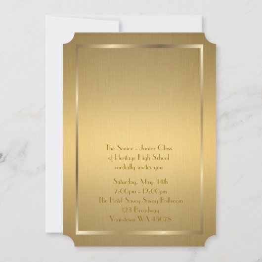 Prom Senior-Junior, Gold x Gold Geometric, Art Dec Kaart (Achterkant)