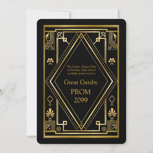 Prom Senior-Junior, Great Gatsby, Gold, zwart Kaart (Voorkant)