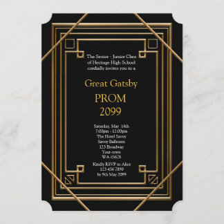 Prom Senior-Junior, Great Gatsby, Gold, zwart Kaart