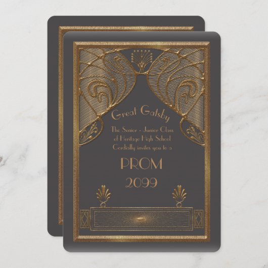 Prom Senior-Junior, Great Gatsby, goud, grijs B Kaart (Voorkant / Achterkant)