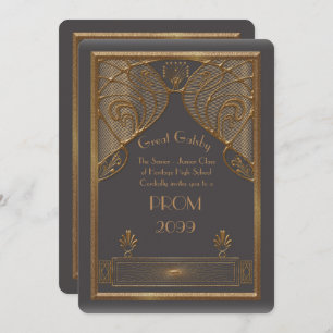 Prom Senior-Junior, Great Gatsby, goud, grijs B Kaart