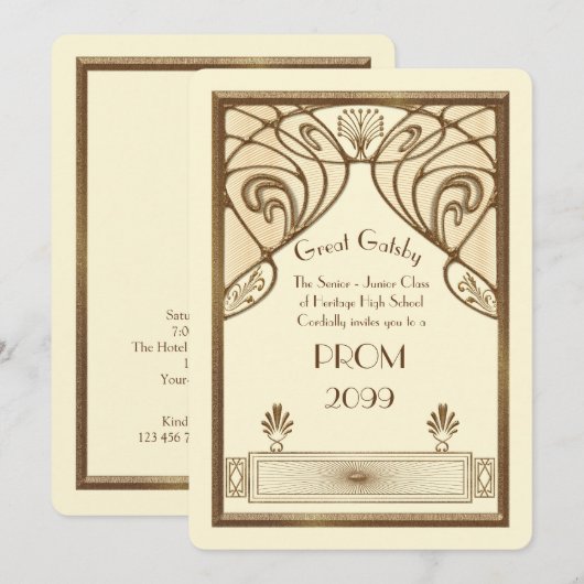 Prom Senior-Junior, Great Gatsby, goud, ivoor Kaart (Voorkant / Achterkant)