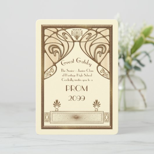 Prom Senior-Junior, Great Gatsby, goud, ivoor Kaart (Staand voorkant)