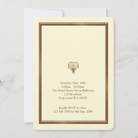 Prom Senior-Junior, Great Gatsby, goud, ivoor Kaart (Achterkant)