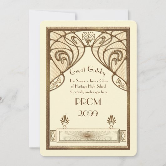 Prom Senior-Junior, Great Gatsby, goud, ivoor Kaart (Voorkant)