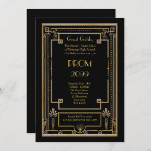 Prom Senior-Junior, Great Gatsby, goud, zwart Kaart