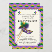 Prom senior junior, uitnodiging masquerade, chevro (Voorkant / Achterkant)