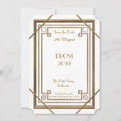 Prom Senior-Junior, White, Gold Geometric, Art Dec Kaart (Voorkant)