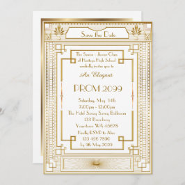 Prom Senior-Junior, white Gold Geometric Emperor Kaart