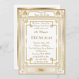 Prom Senior-Junior, white Gold Geometric Emperor Kaart