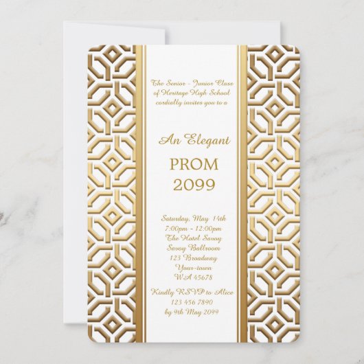 Prom Senior-Junior, white Gold Geometric Kaart (Voorkant)