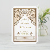 Prom Senior-Junior, wit, Gold Geometric, Art Deco Kaart (Staand voorkant)