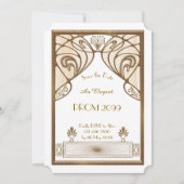 Prom Senior-Junior, wit, Gold Geometric, Art Deco Kaart (Voorkant)